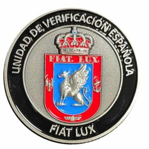 Moneda de la UVE (Unidad de Verificación Española) plateada